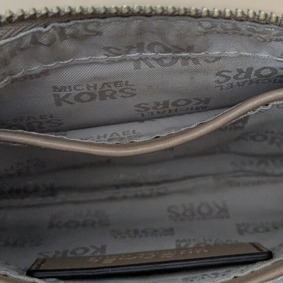 Michael Kors Fulton Leather Wristlet Mini Clutch BIG MK Shiny GOLD LOGO Brown - Picture 10 of 10